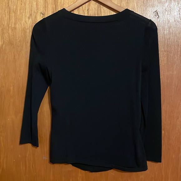 •CABLE & GAUGE•BLACK RIBBON TRIM FULL ZIP 3/4 SLEEVE KNIT CARDIGAN SIZE SMALL - Picture 6 of 6